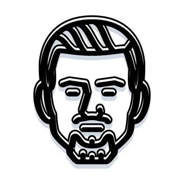 Male face with beard creating a minimalist icon Stock Illustration