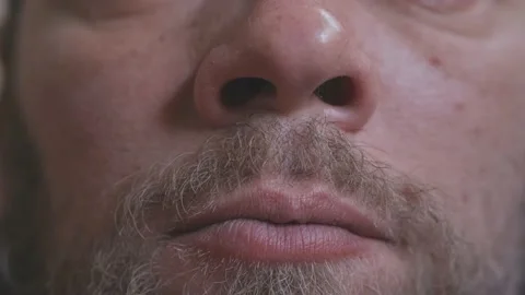 Male face close-up, lips, cheeks and beard Stock Footage 196992890