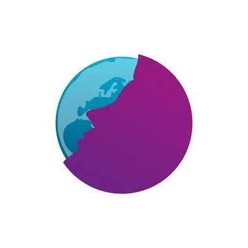 Male face in front of the world. vector illustration Stock Illustration