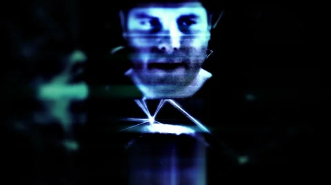 Male face of malfunctioning artificial intelligence Stock Footage 39864601