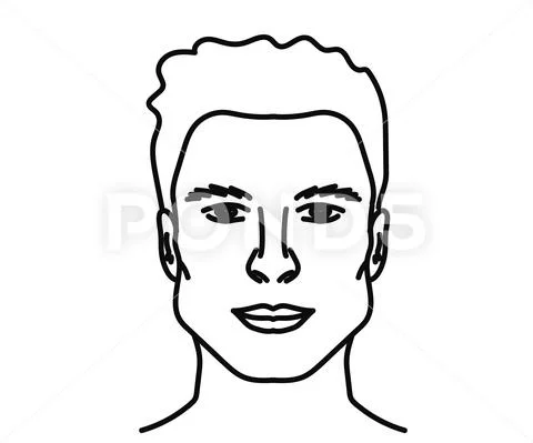 Male face on a white background. Face correction. Silhouette.: Royalty ...