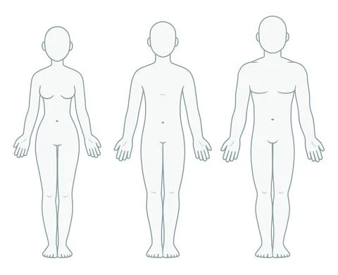 Simple cartoon blank man body template. Silhouette Boy child