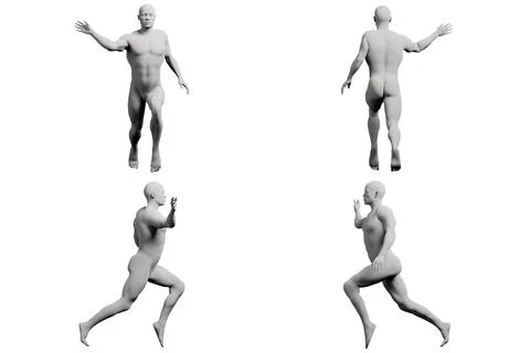 Male figure model running in studio Stock Illustration