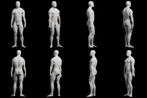 Male figure model standing multi-view collage Stock-Illustration