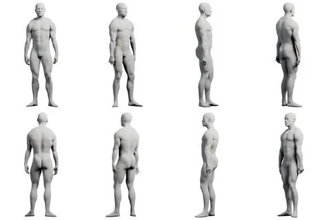 Male figure model standing multi-view collage Illustrazione stock