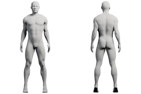 Male figure model standing in studio grid Stock Illustration