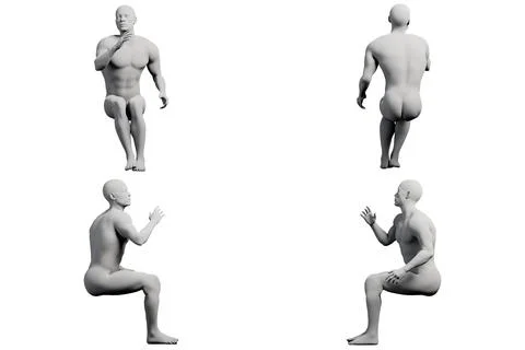 Male figure model in studio pose collage Stock Illustration