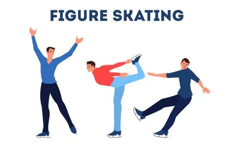 Male figure skater performing a program. Winter sport activity. Stock Illustration