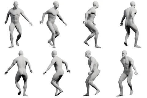Male figure walking multi-view collage Stock Illustration