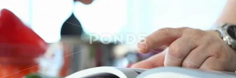 Male Finger Pointing Cookery Book Recipe Photo Stock Photos