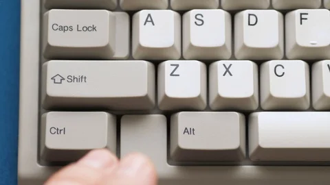 Male finger pushes CTRL + C button on keyboard. Slow motion and macro view Stock Footage 122196258