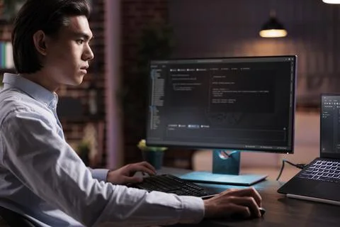 Male freelancer developing app software 写真素材