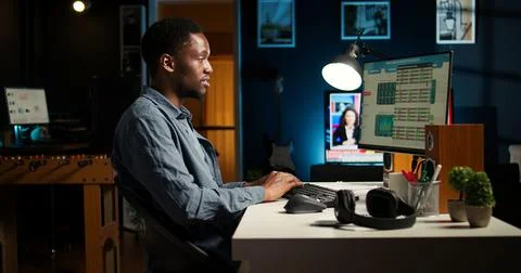 Male freelancer evaluating monetary data and searching funding sources Stock Photos