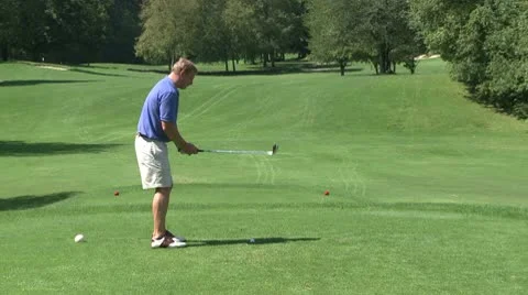 Male golfer teeing off (2 of 3) Stock Footage