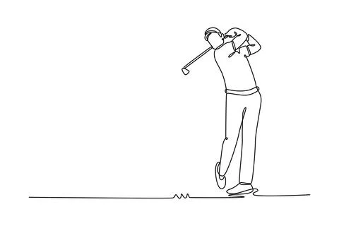 Male golfer at the top of his backswing. Hitting a powerful shot Ilustración de archivo