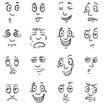 Male grimaces set Stock Illustration