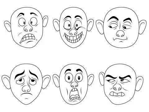 Male grimaces set Stock Illustration