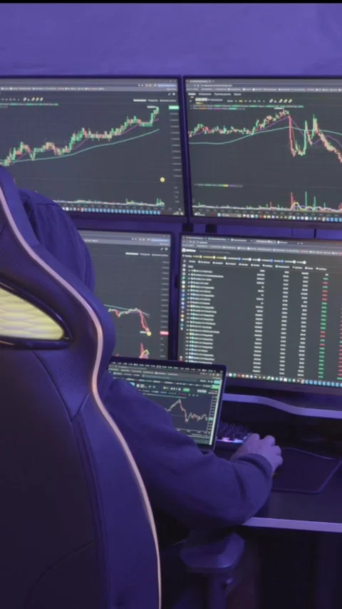 Male hacker scams and steals cryptocurrency Stock-Footage 281925342