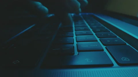 Male Hacker Typing On Keyboard 스톡 동영상 150241263