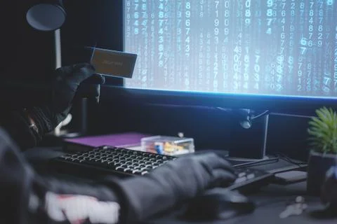Male is hacking pin code Foto stock