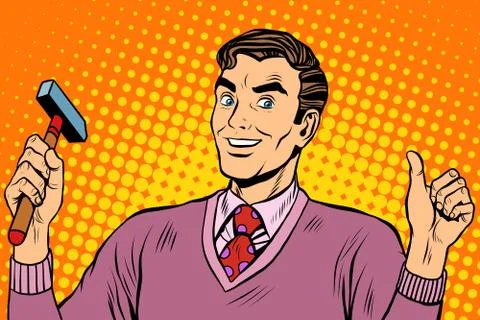 Male hammer tool Stock Illustration