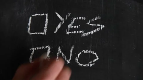 Male hand checking the box "NO" on a blackboard Stock Footage 3348388
