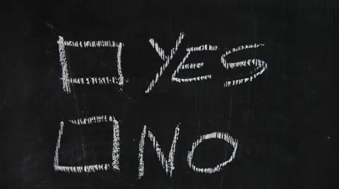 Male hand checking the box "Yes" on a blackboard Stock Footage 3354126