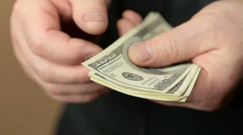 Male Hand Counting Money Stock Footage