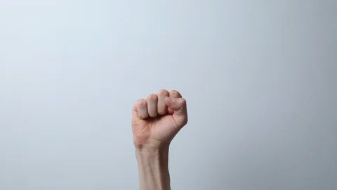 Male hand counts from zero to five on a white background. Close-up of a hand. 库存影片 119232721