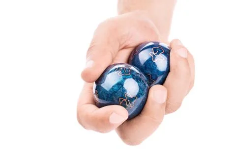 Male hand holding Baoding balls Stock Photos