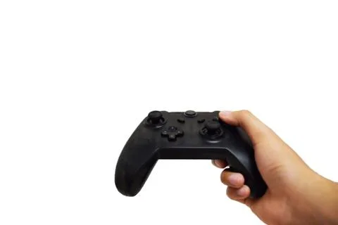 Male hand holding a joy controller on a isolated background Stock Photos