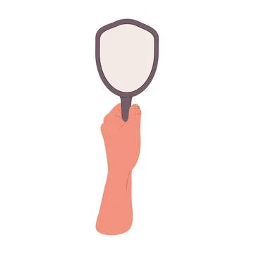 Male hand holding mirror.Flat vector cartoon illustration. Stock-Illustration