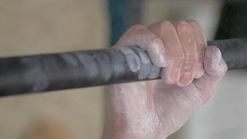 Male hand holding pull ups bar. Man doing pull-ups. fitness equipment. Stock Footage 113526574