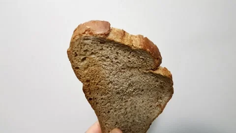 Male hand holding a slice of bread Stock Footage 145515623