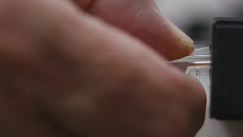 Male Hand Inserts White Data Cable Into The Gigabit Network Switch. Stock Footage 104924076