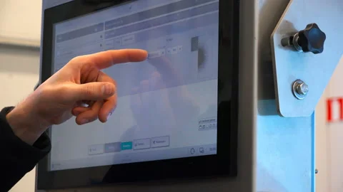 Male hand makes adjustments on computer display Stock Footage 92903403