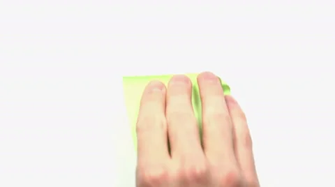 Male Hand Paste Empty Blank Self Stick Note on a White Board. 4K Stock Footage 48848850