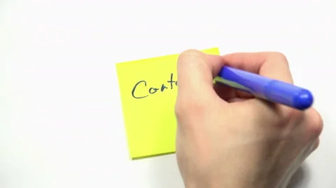 Male Hand Pick off Stick Note with Contact US text from a White Board. 4K Stock Footage 48865406