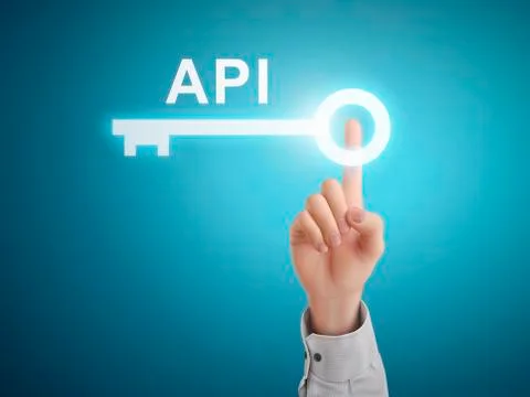 Male hand pressing API key button Stock Illustration