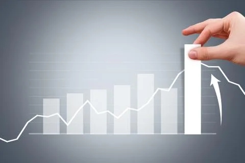 Male hand pulling bar of graph chart Stock Illustration