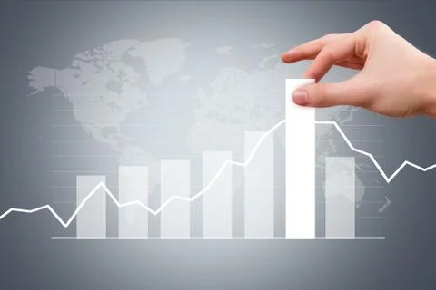 Male hand pulling bar of graph chart Stock Illustration