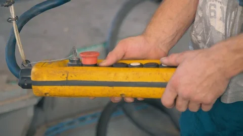 Male hand push remote control switch Stock Footage 97534947