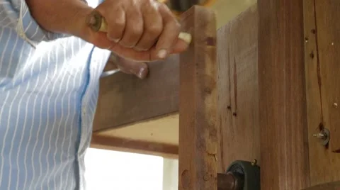 Male Hand Rotates Mill Handle Stock Footage 62762159