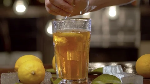 Male hand squeezing lemon Stock Footage 125293281