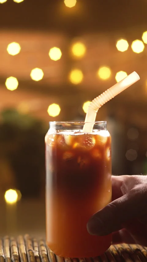 Male Hand Taking Bumble Coffee From Bar Counter Stock Footage 337725770