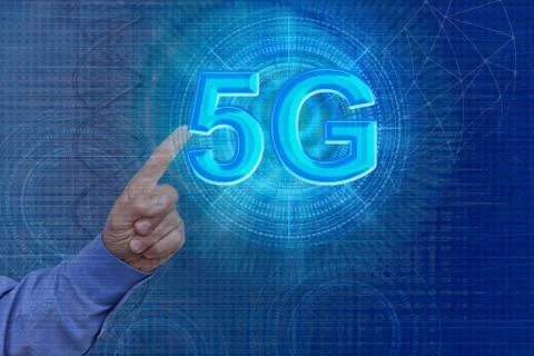 Male hand on the technological background, using the network interface, the i Stock Photos