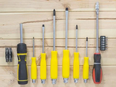 Male hand tool stapler square screwdriver Stock Photos