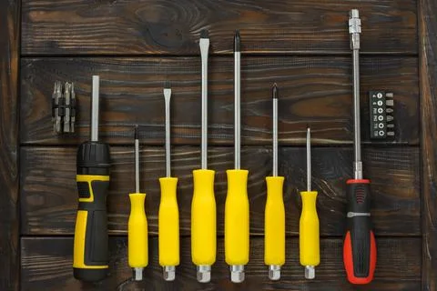 Male hand tool stapler square screwdriver Stock Photos
