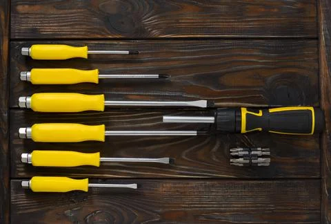 Male hand tool stapler square screwdriver Stock Photos