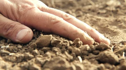 Male hand touching the ground, checking quality, slow motion 1 Stock-Footage 50634232